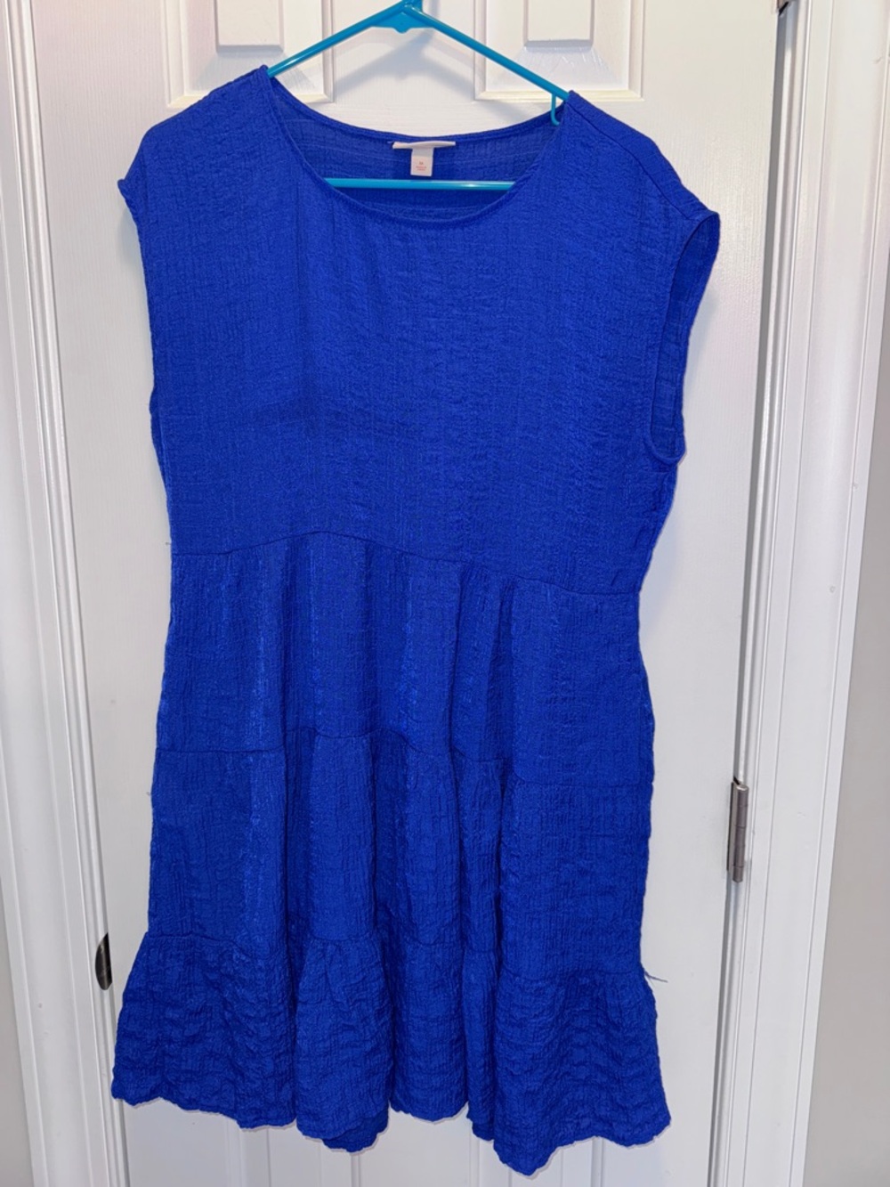Knox Rose Royal Blue Tiered Textured Sleeveless Dress